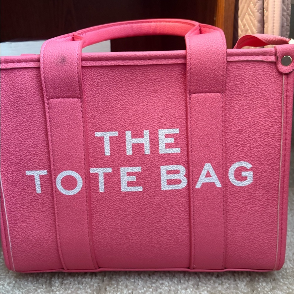 Pink “The Tote Bag” with crossbody strap